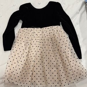 GAP Black Velvet Dress with Cream Polka Dot Skirt